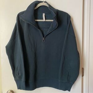 Athleta Dark Green Cozy Karma Quarter-Zip Sweatshirt